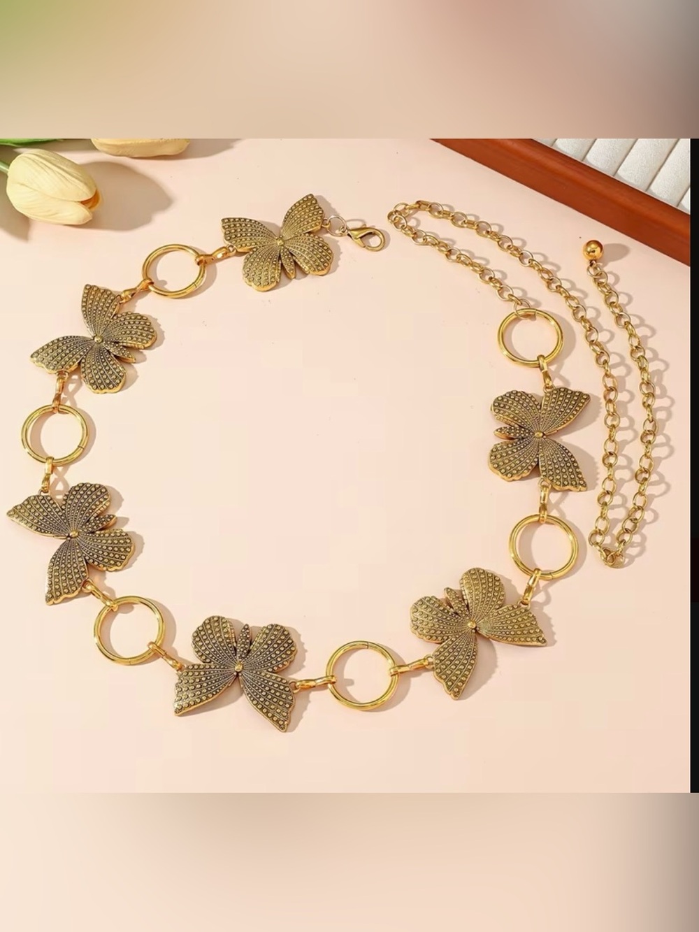 Gold Butterfly Chain Waist Belt - Picture 3 of 5